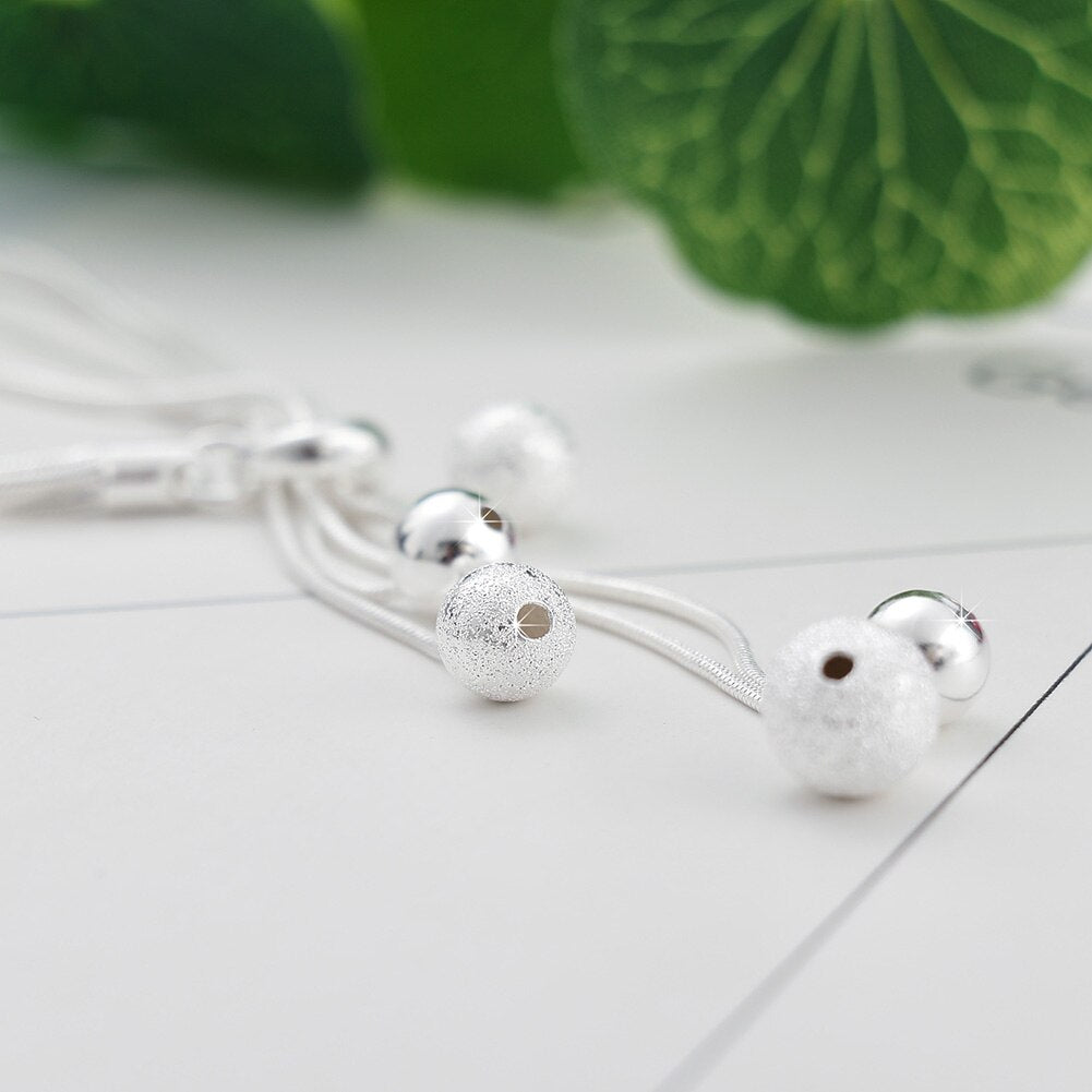 trend 925 Stamped Silver Smooth Beads Necklace For Women Party wedding accessories Jewelry Popular brands Gifts