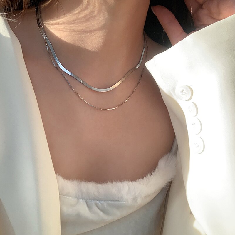trend 925 Stamped silver Flat snake box chain necklace designer jewelry for Men Women Charms party wedding gifts