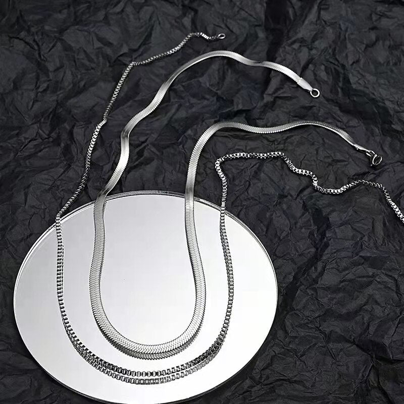 trend 925 Stamped silver Flat snake box chain necklace designer jewelry for Men Women Charms party wedding gifts