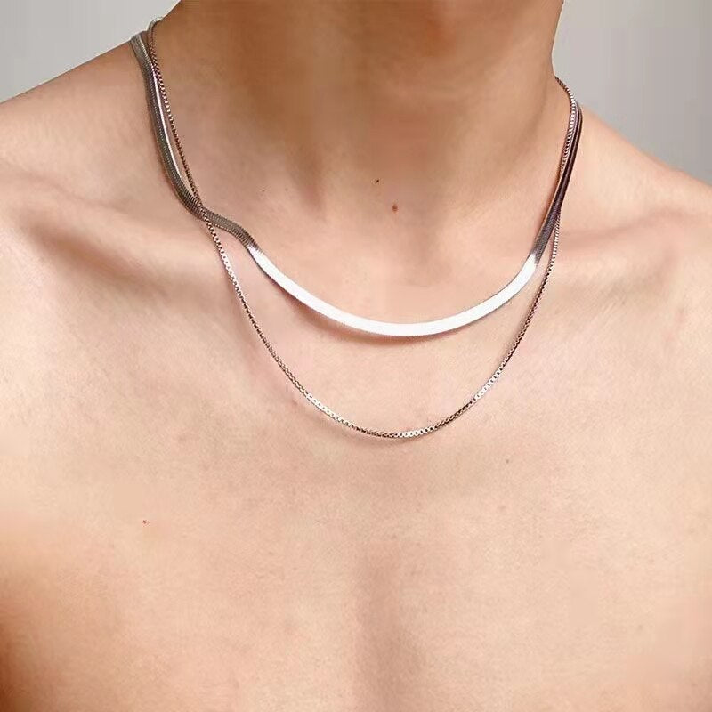 trend 925 Stamped silver Flat snake box chain necklace designer jewelry for Men Women Charms party wedding gifts