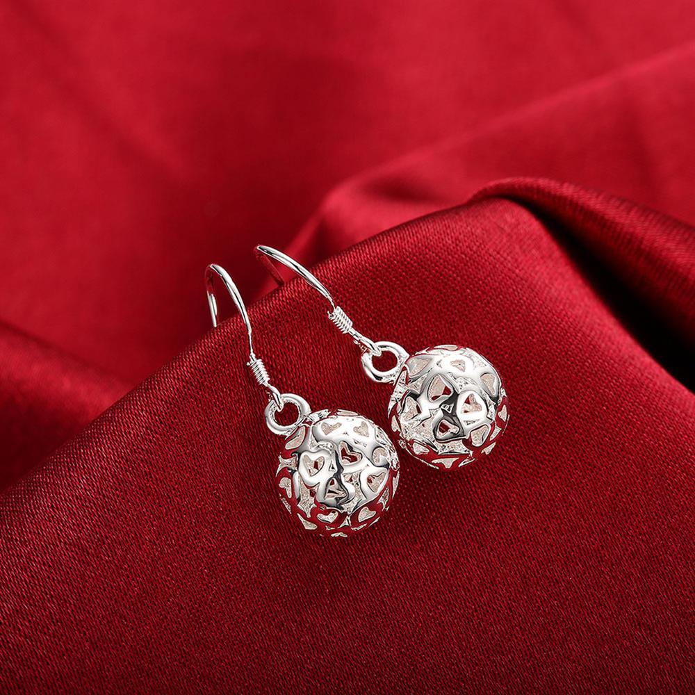 trend 925 sterling Silver Hollow Ball Pendant necklace earrings Jewelry set for women streetwear Party wedding gifts
