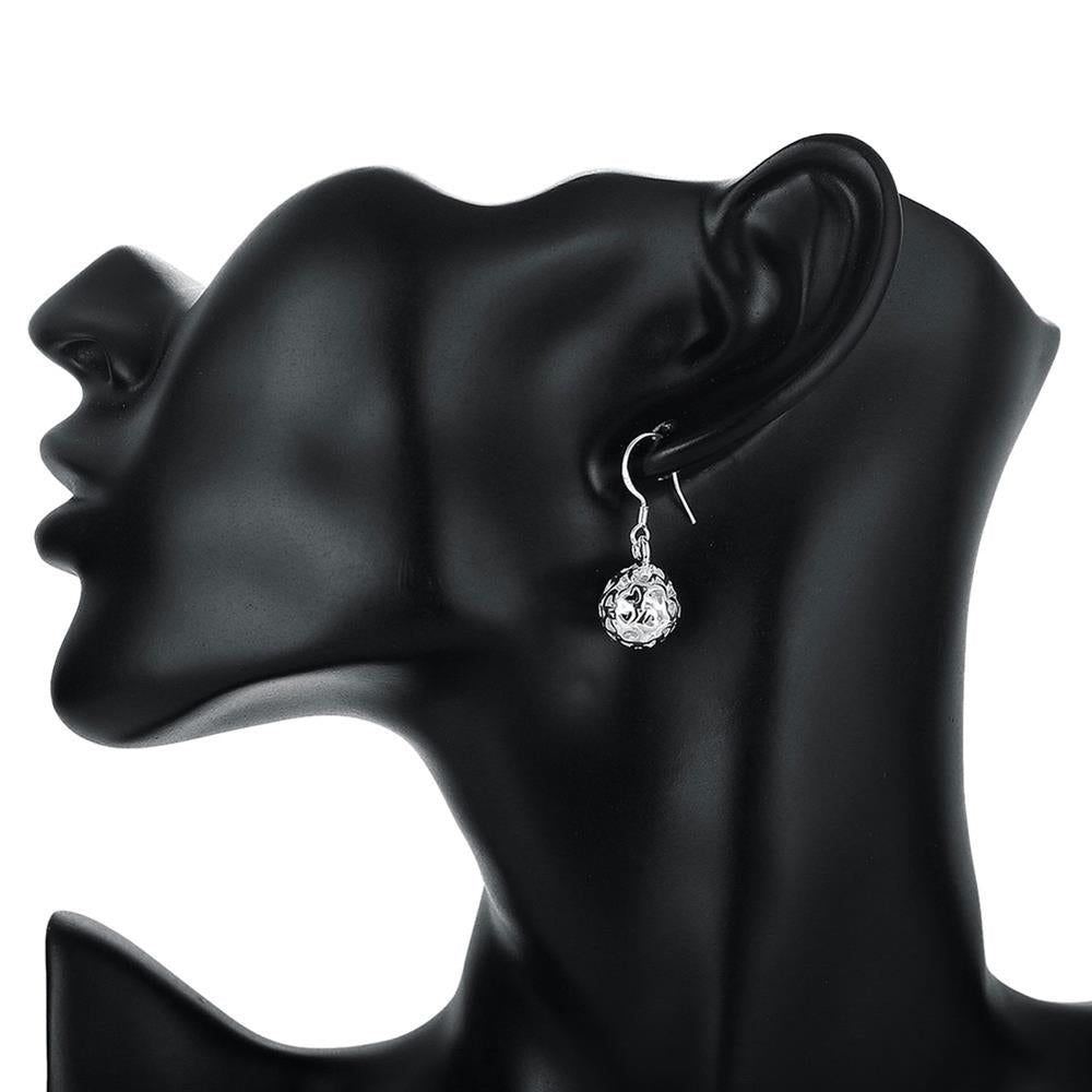 trend 925 sterling Silver Hollow Ball Pendant necklace earrings Jewelry set for women streetwear Party wedding gifts
