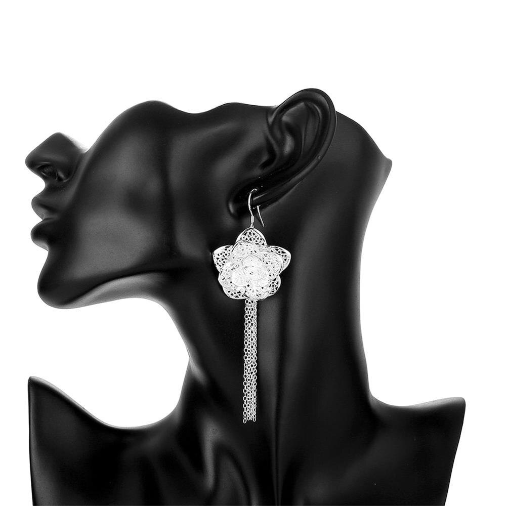 trend 925 sterling Silver fine flower Pendant necklace earrings bracelet Jewelry sets for women Party wedding Gifts
