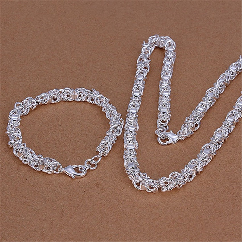trend designer 925 Sterling Silver classic Circle chain Bracelet necklace for men women Jewelry set Party gifts
