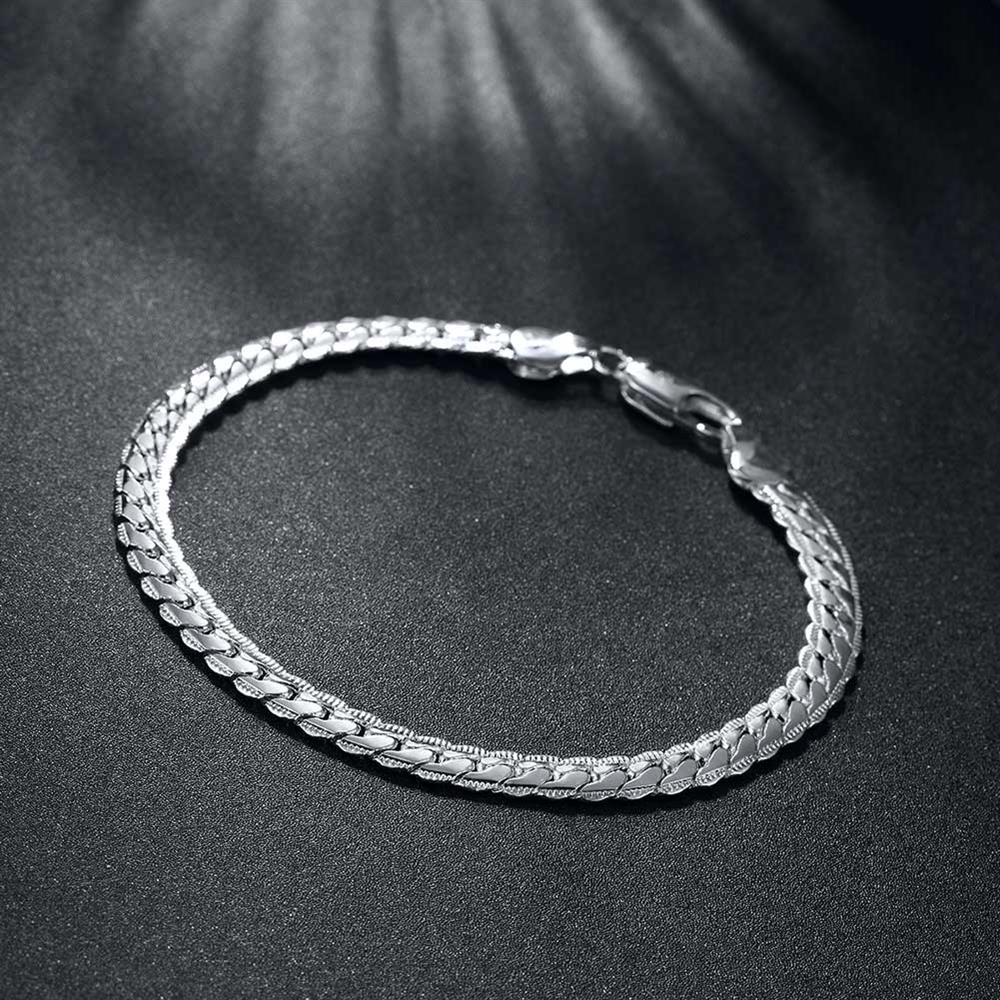 trend fine 5MM Flat Chain 925 sterling Silver Bracelets necklace Jewelry set for men Women wedding designer gifts