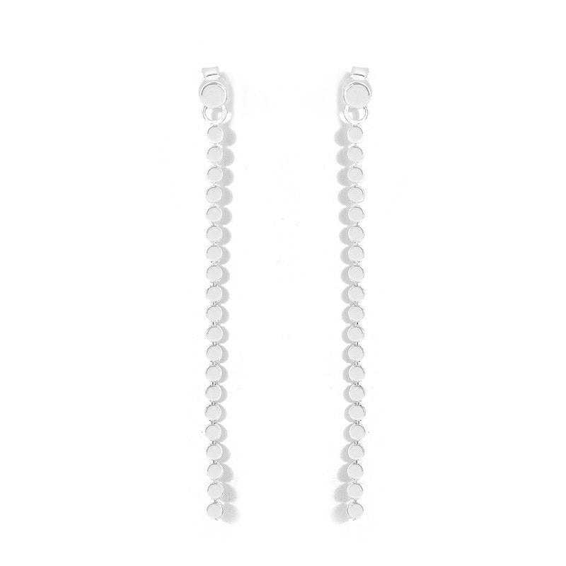 Long Drop Earrings S925 Sterling Silver Round Line Dangle Ear Fine Jewelry Delicate Simple Design Brincos for Women