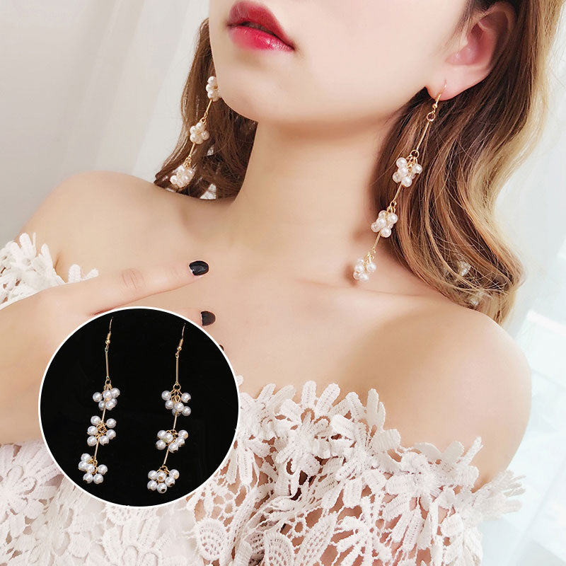 Imitation pearl earrings long pendant South Korea temperament tassel earrings simple personality ladies wild earrings female