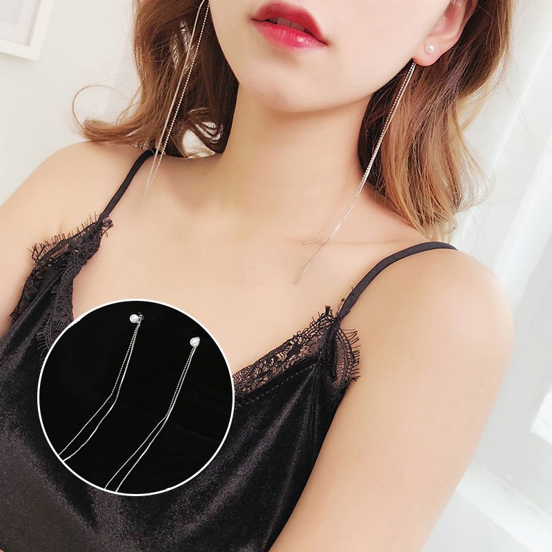 Imitation pearl earrings long pendant South Korea temperament tassel earrings simple personality ladies wild earrings female