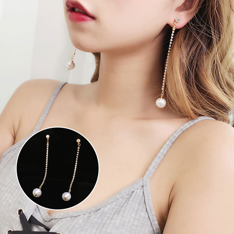 Imitation pearl earrings long pendant South Korea temperament tassel earrings simple personality ladies wild earrings female