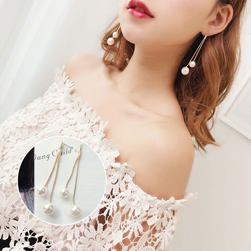 Imitation pearl earrings long pendant South Korea temperament tassel earrings simple personality ladies wild earrings female