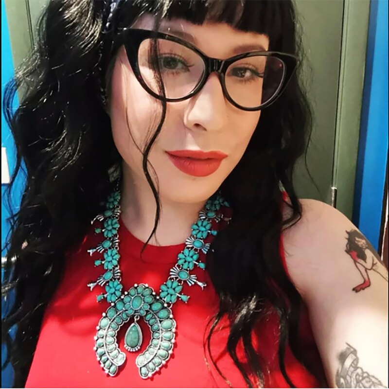 Indian  Turquoise Pendant Necklaces Ethnic Bohemia Tribal Big Chunky Statement Wedding Bride  Moon Maxi Jewelry