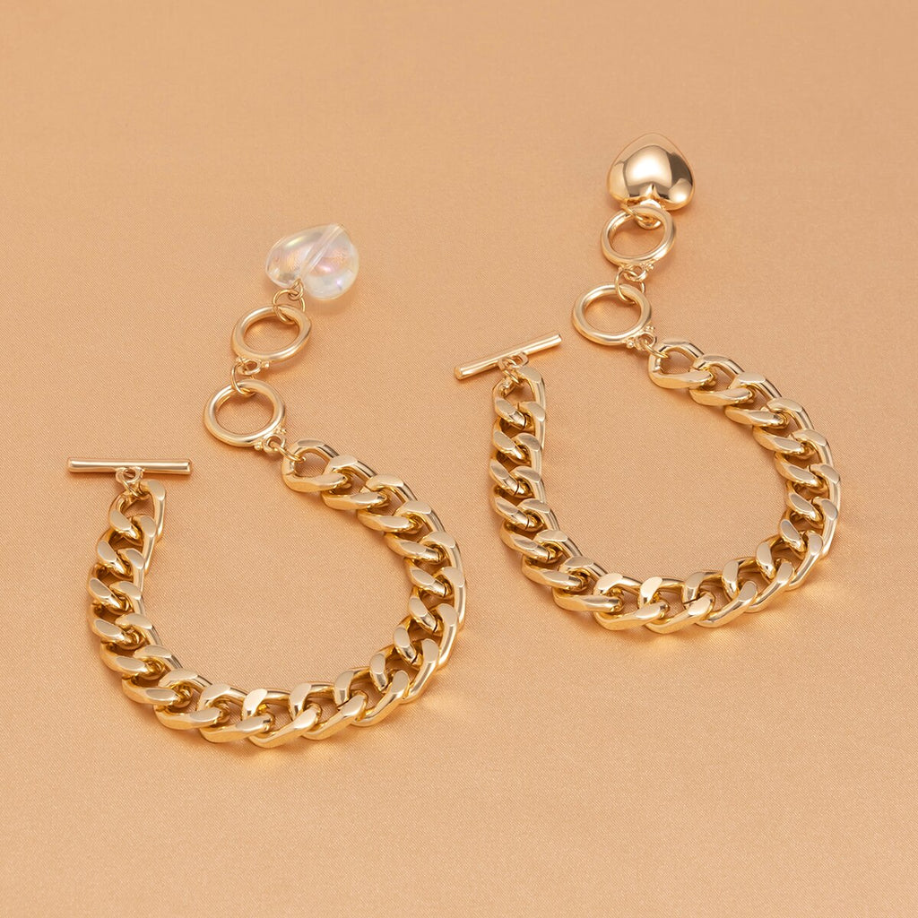 IngeSight.Z 2Pcs/Set Sweet Acrylic Heart Pendant Toggle Lasso Bracelets Bangles Punk Chunky Thick Friendship Bracelets Jewelry