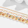 IngeSight.Z 3 pcs/set Hip Hop Colorful Dripping Oil Cuban Chain Bracelets for Women Punk Gold Color CCB Beaded Llink Bracelet