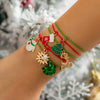 IngeSight.Z Christmas Theme Braided Rope Adjustable Bracelet for Women Pearl Snowflake Socks Christmas Tree Pendant Bracelets