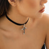 IngeSight.Z Gothic Cross Pendant Black Velvet Necklace for Women Steampunk Collar Chokers Necklace Party Jewelry Gift