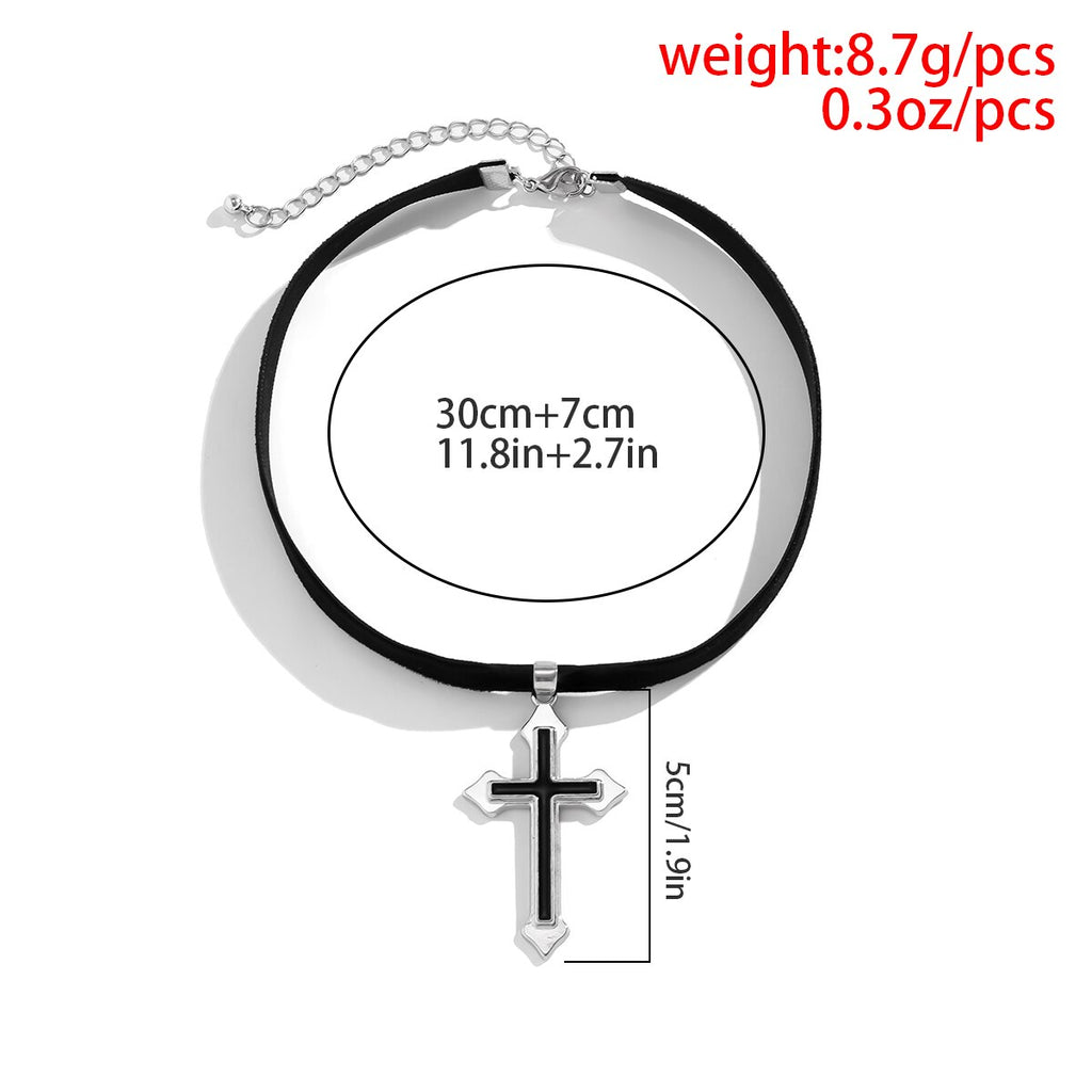 IngeSight.Z Gothic Cross Pendant Black Velvet Necklace for Women Steampunk Collar Chokers Necklace Party Jewelry Gift