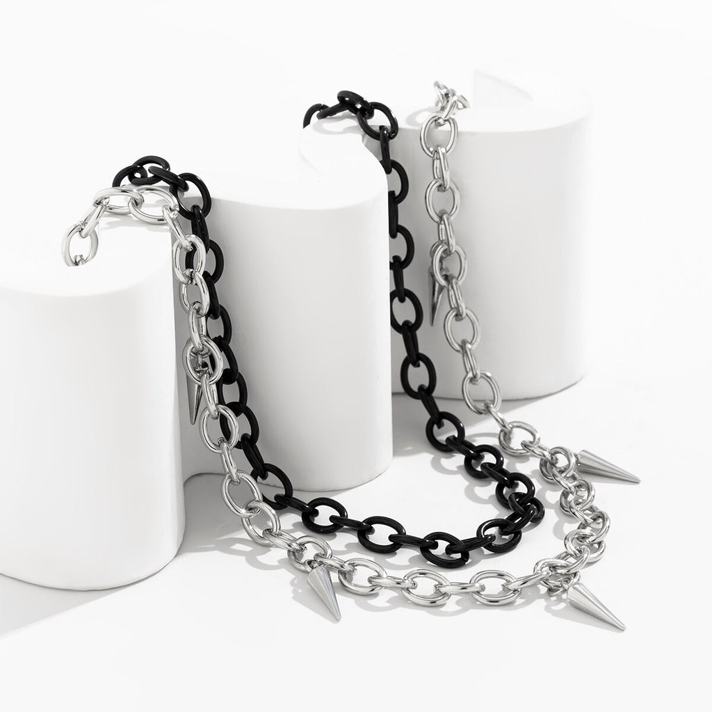 IngeSight.Z Gothic Metal Rivets Pendant Link Chain Choker Necklaces For Women Punk Exaggeration Rock Collar Halloween Jewelry