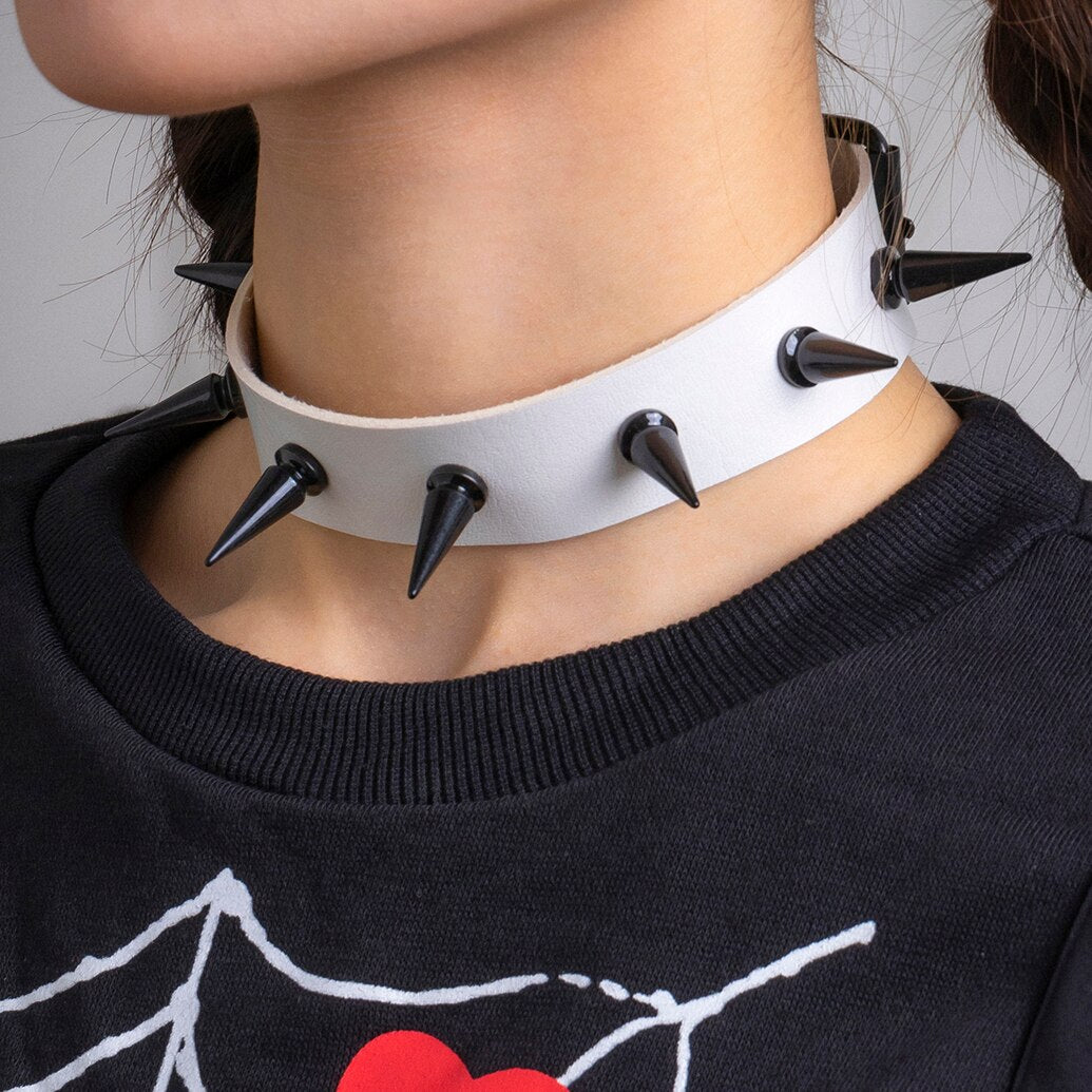 IngeSight.Z Gothic Spike Rivet Chocker Necklace for Women Sexy Punk Pu Leather Collar 2022 Halloween Party Club Jewelry Gift