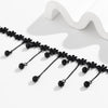 IngeSight.Z Gothic Tattoo Black Lace Crystal Tassel Pendant Necklace For Women Sexy Dark Flower Lace Collar Christmas Choker