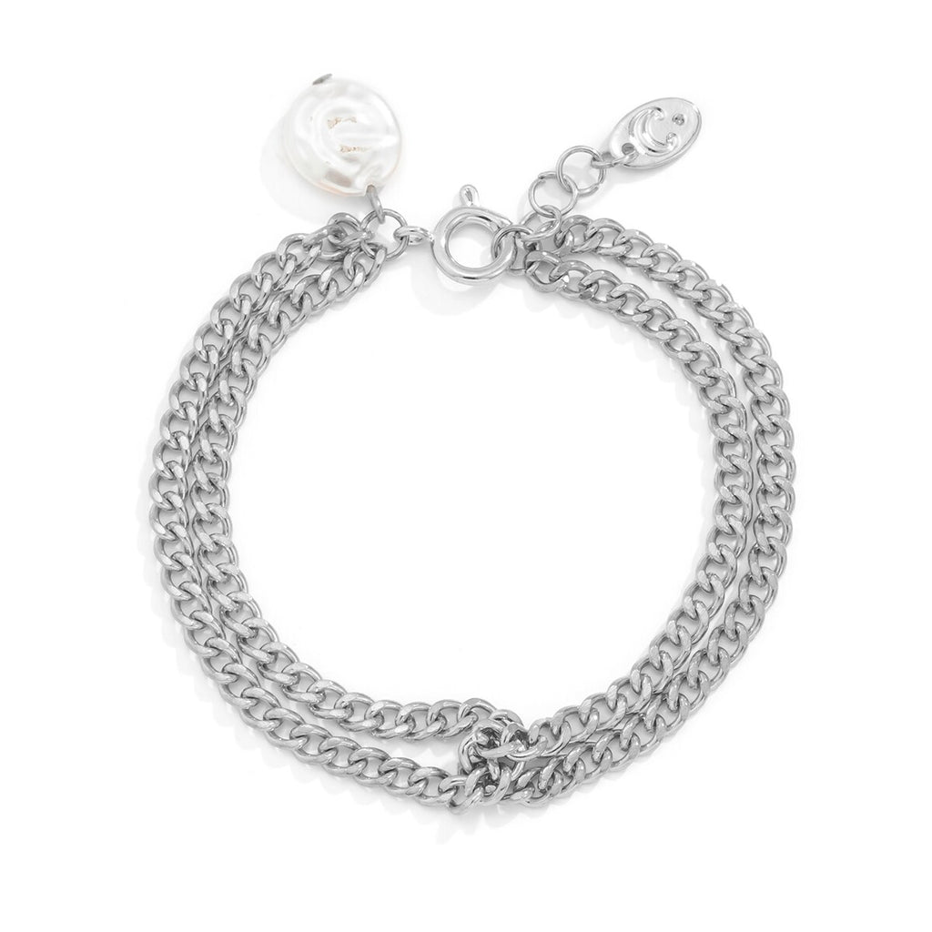 IngeSight.Z Irregular Imitation Pearl Pendant Bracelets Bangles for Women Multi Layered Cross Bracelets Wrist On Hand Jewelry