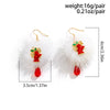 IngeSight.Z Korean Winter Fur Hair Ball Long Dangle Earrings For Women Sweet Red Crystal Pendant Drop Earrings Christmas Gift