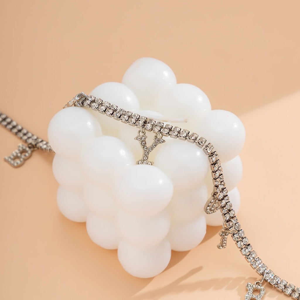 IngeSight.Z  Multi Row Rhinestones Short Choker Necklaces Shiny Crystal Necklaces Collar for Women Neck Wedding Jewelry