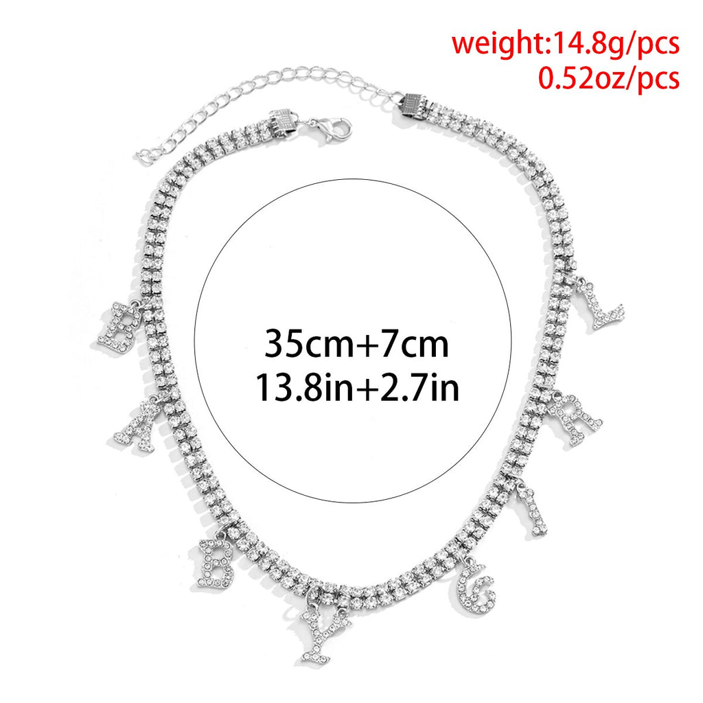 IngeSight.Z  Multi Row Rhinestones Short Choker Necklaces Shiny Crystal Necklaces Collar for Women Neck Wedding Jewelry