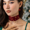 IngeSight.Z Multilayer Red Velvet Star Choker Necklace For Women Vintage Short Clavicle Chain Necklace Christmas Jewelry Gifts
