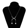 IngeSight.Z Punk Geometric Half Metal Tube Pendant Necklaces for Women Imitation Pearls Chain Choker Necklaces Jewelry