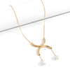 IngeSight.Z Punk Geometric Half Metal Tube Pendant Necklaces for Women Imitation Pearls Chain Choker Necklaces Jewelry