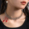 IngeSight.Z Punk Thick Twisted Choker Necklaces For Women Red Water Drop Crystal Pendant Necklace Gothic Metal Clavicle Collar