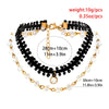 IngeSight.Z Sexy Black Lace Choker Double Layers Rhinestone Pendant Necklace For Women Gothic Crystal Beaded Collar Wedding Gift
