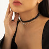 IngeSight.Z Sexy Black Lace Choker Double Layers Rhinestone Pendant Necklace For Women Gothic Crystal Beaded Collar Wedding Gift