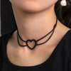 IngeSight.Z Sexy Goth Black Spray-Painted Heart Choker Necklace for Women Halloween Punk Rock Metal Link Clavicle Chain Jewelry