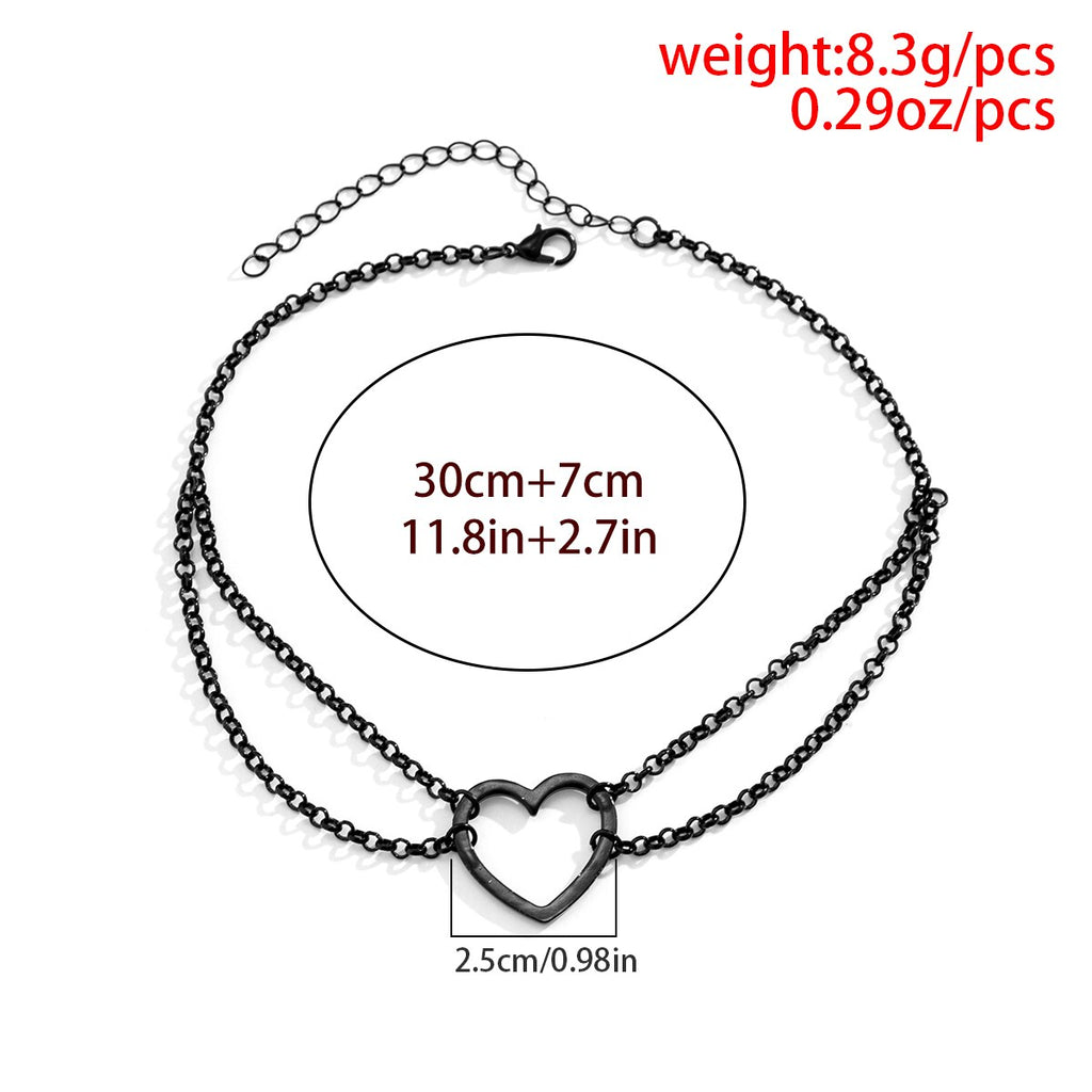 IngeSight.Z Sexy Goth Black Spray-Painted Heart Choker Necklace for Women Halloween Punk Rock Metal Link Clavicle Chain Jewelry