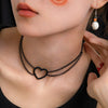IngeSight.Z Sexy Goth Black Spray-Painted Heart Choker Necklace for Women Halloween Punk Rock Metal Link Clavicle Chain Jewelry