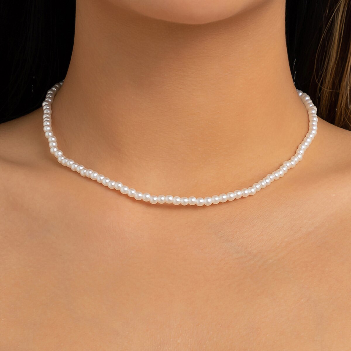 IngeSight.Z Simple Elegant White Imitation Pearl Beaded Choker Necklace For Women Korean Clavicle Chain Collar Wedding Jewelry