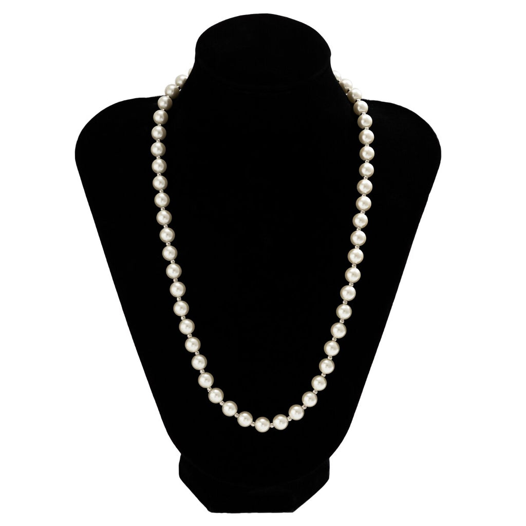 IngeSight.Z Trendy Imitation Pearls Necklace Men Handmade Classic Black Rice Bead Clavicle Chain Necklace Women 2022 Jewelry