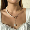 Ingemark Kpop Baroque Irregular Pearl Pendant Necklace for Women Wedding Punk Chest Tassel Chain OT Buckle Choker Party Jewelry