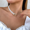 Ingemark Kpop Baroque Irregular Pearl Pendant Necklace for Women Wedding Punk Chest Tassel Chain OT Buckle Choker Party Jewelry