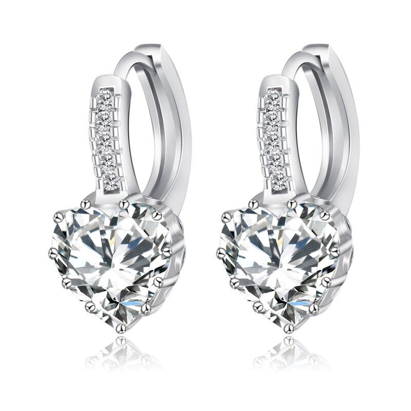 2020 Hot Sale 925 Sterling Silver Women Wedding Bridal Jewelry Romantic Sweet Heart Earrings for Female Trendy Ear Bijoux