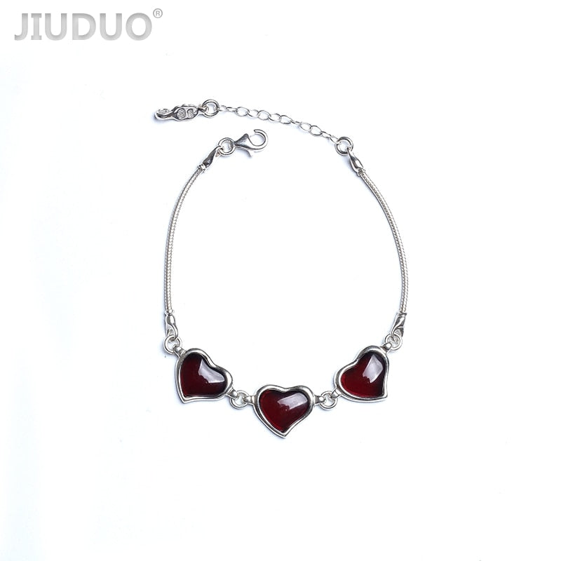 Genuine Romantic Love God Heart Bracelet Amber beeswax dream floral heart Bracelets Shipping S925 silver jewelry