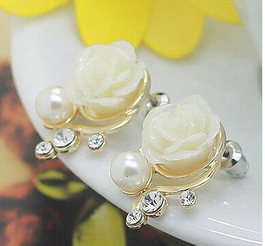 Jewelry New Brand Design Gold Rose Pearl Stud Earrings For Women 2020 New Accessories Wholesale