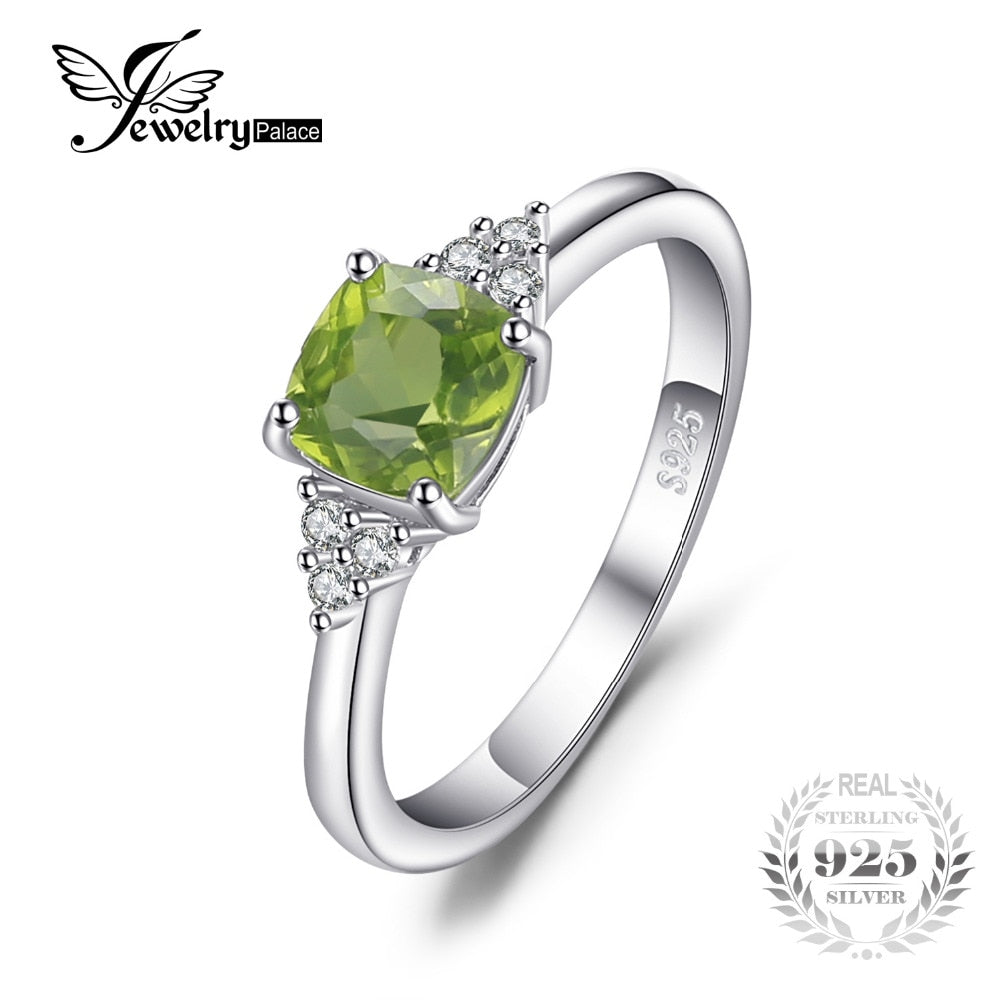 1.2ct Cushion Cut Genuine Peridot Ring 925 Sterling Silver New Bridal Fshion Women Jewelry Gemstone New Arrival
