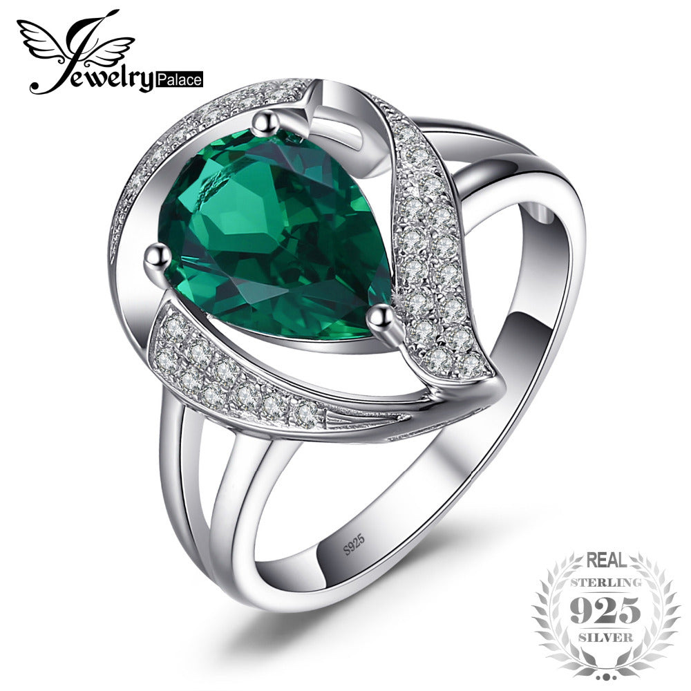 1.7ct Created Emerald Ring For Women Solid 925 Sterling Silver Jewelry Wedding Charm Ring Gift For Girls 2020 New