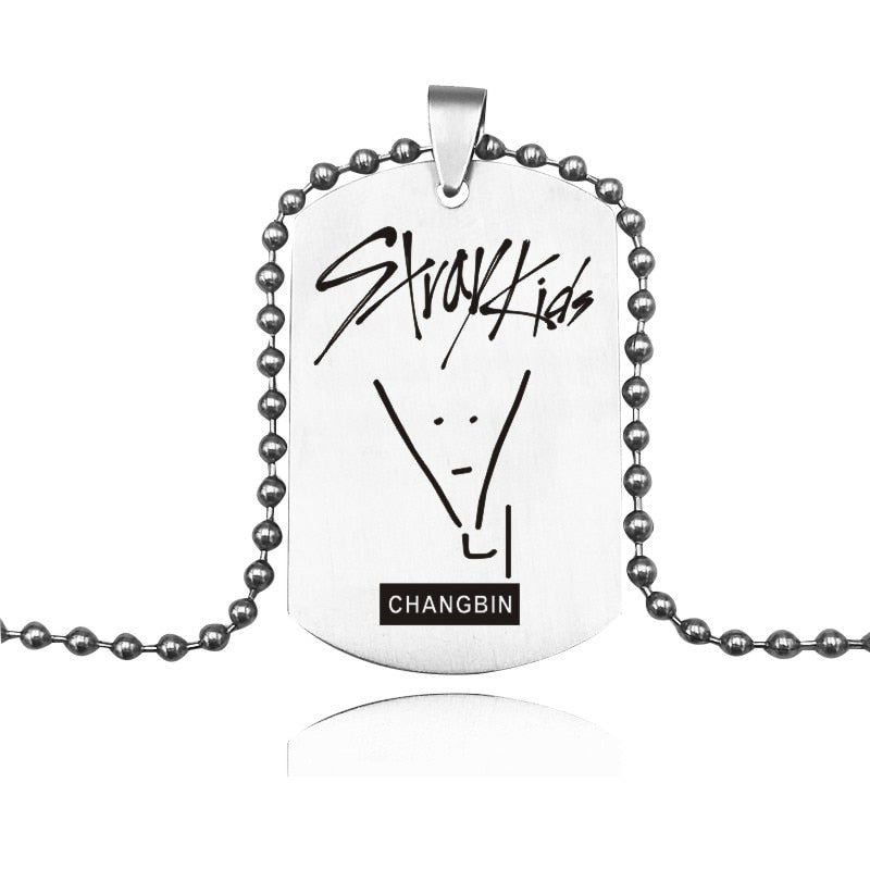 K-POP Stray Kids Signature ID Necklace Stainless Steel Tag