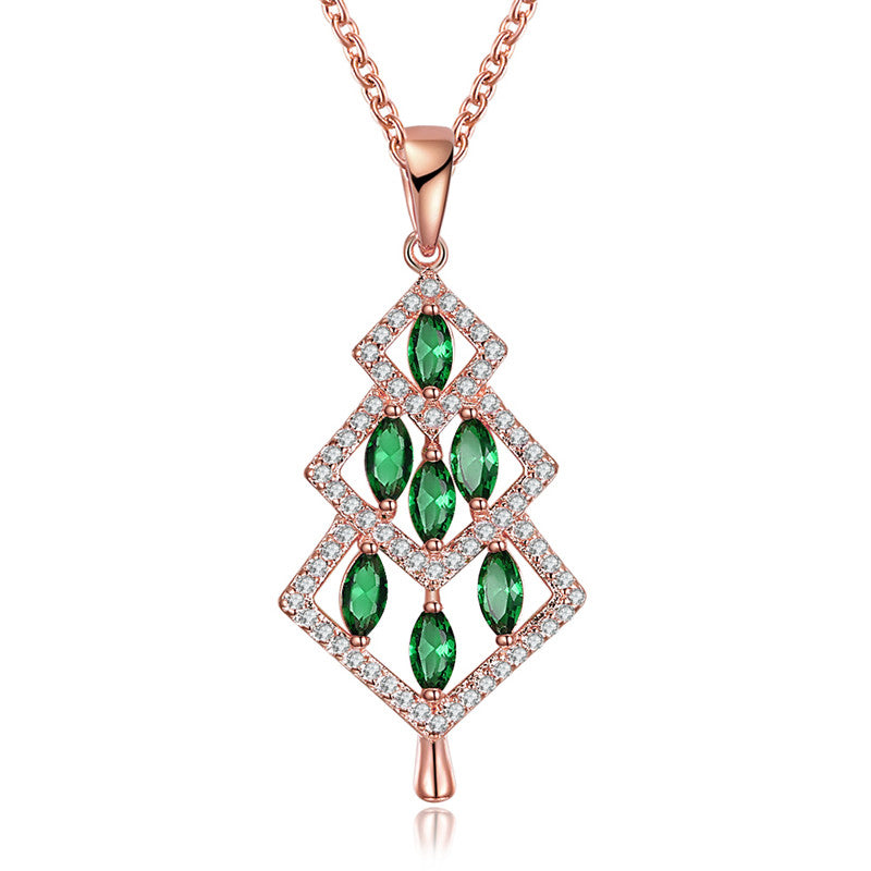 KJ-PN1210-A,Christmas tree pendant as gift, green Marquise cz with RH plated, lovely and cute for Women or Kid, or gift