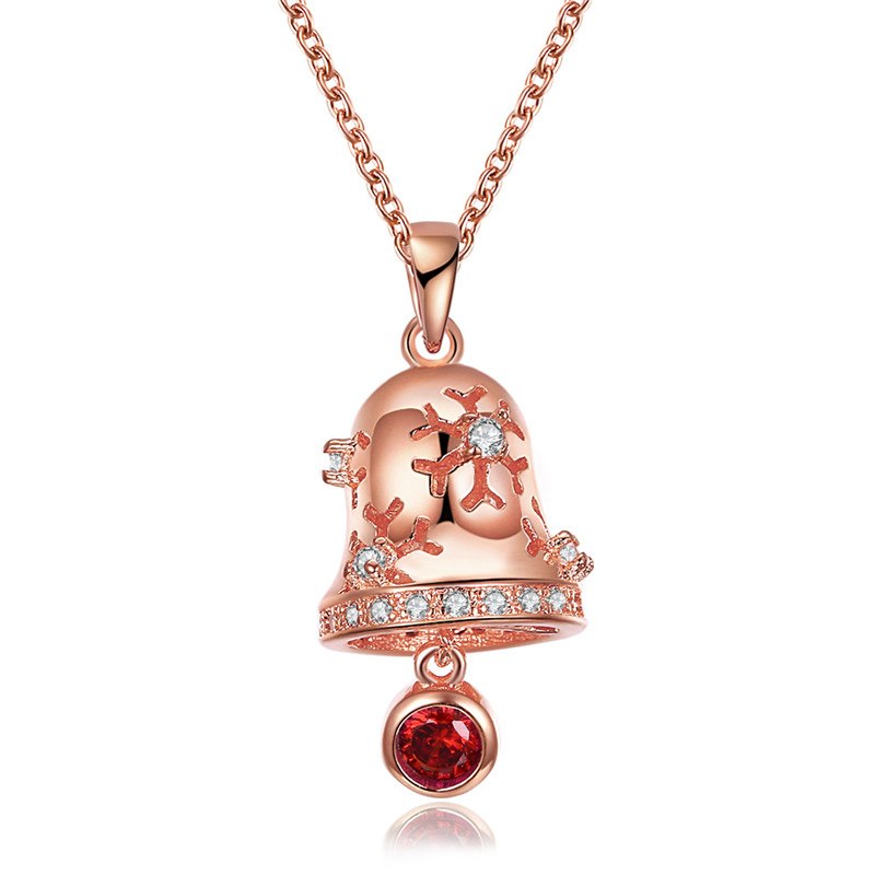 KJ-PN1211-A, the bell pendant as a Christmas gift,red cz with RH plated, lovely and cute for Women or Kid, or gift