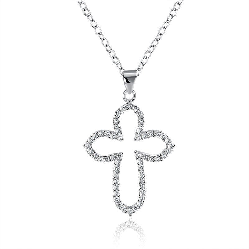 KJ-SVN108, Ki Cross pendant fashion 925 necklace, AAA top clean cz in rhodium plated, for Women, youngs or gift.