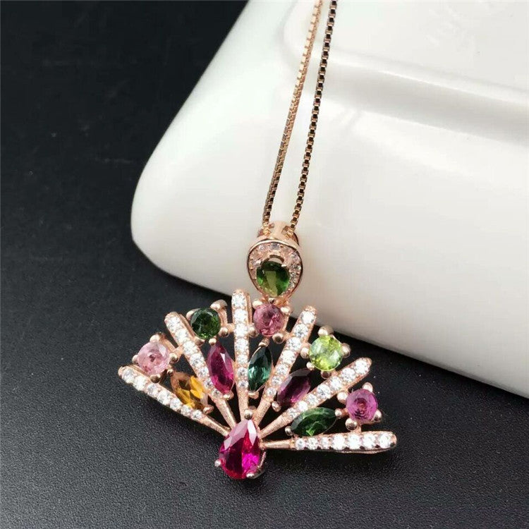 Boutique jewelry Natural tourmaline female pendants, inlaid jewelry   S925, silver, gold, K gold
